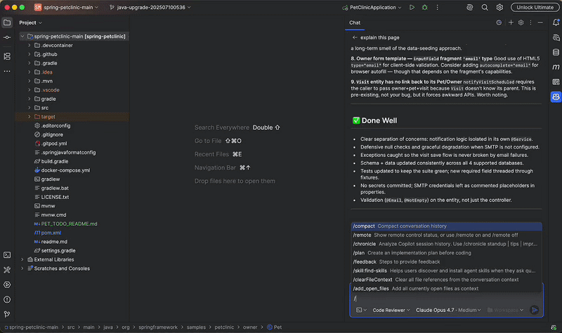 Using new slash commands in Copilot CLI sessions