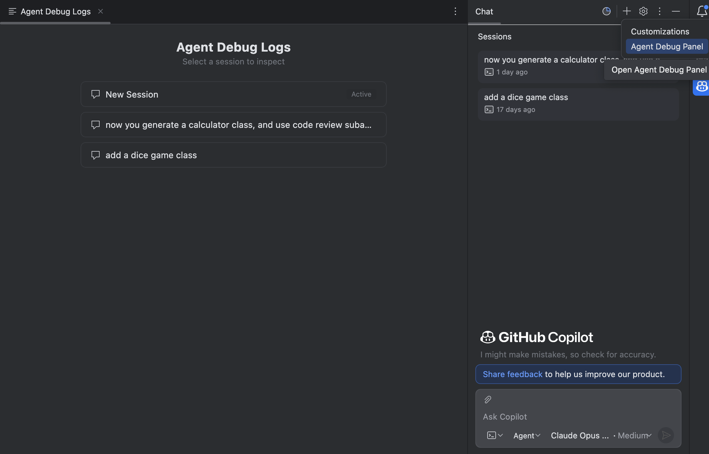 Overview of Agent debug panel in JetBrains IDEs